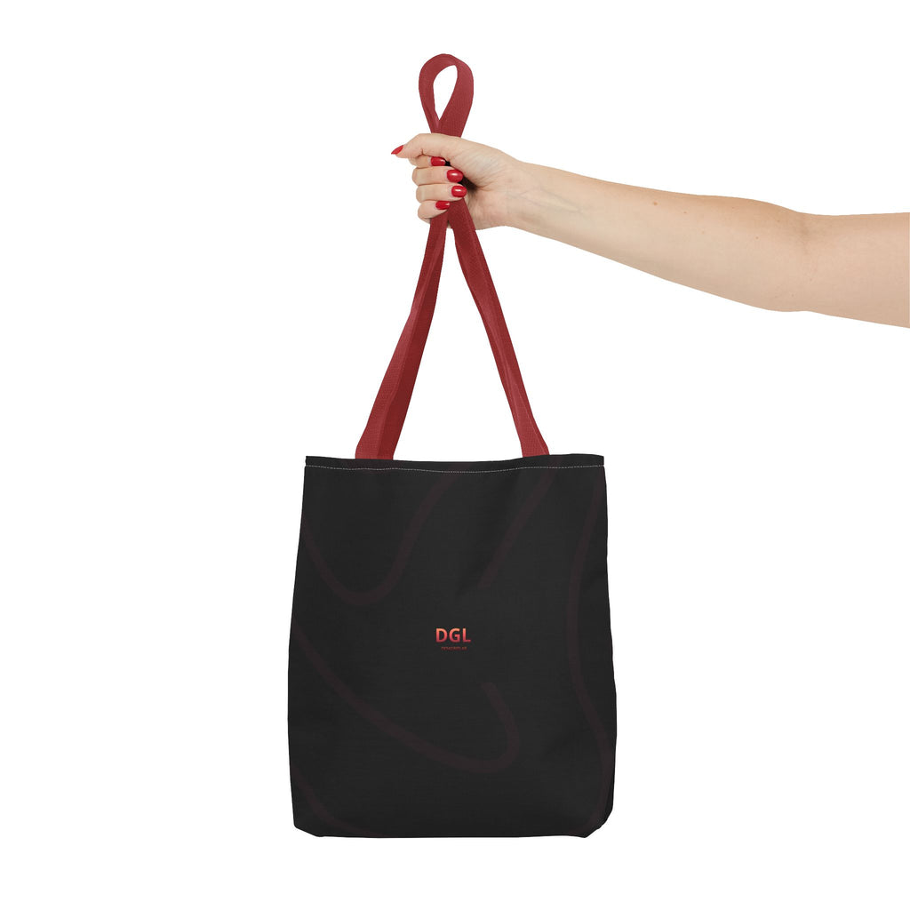 Minimal Black Tote Bag – Subtle 'DGL' Logo All-Over Print