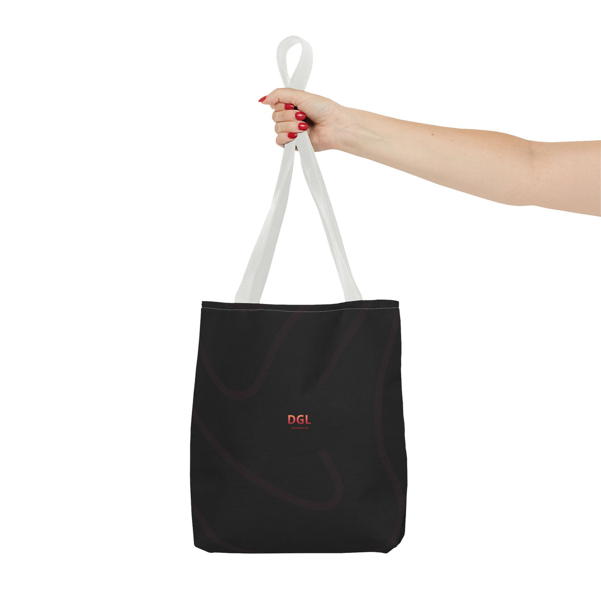 Minimal Black Tote Bag – Subtle 'DGL' Logo All-Over Print
