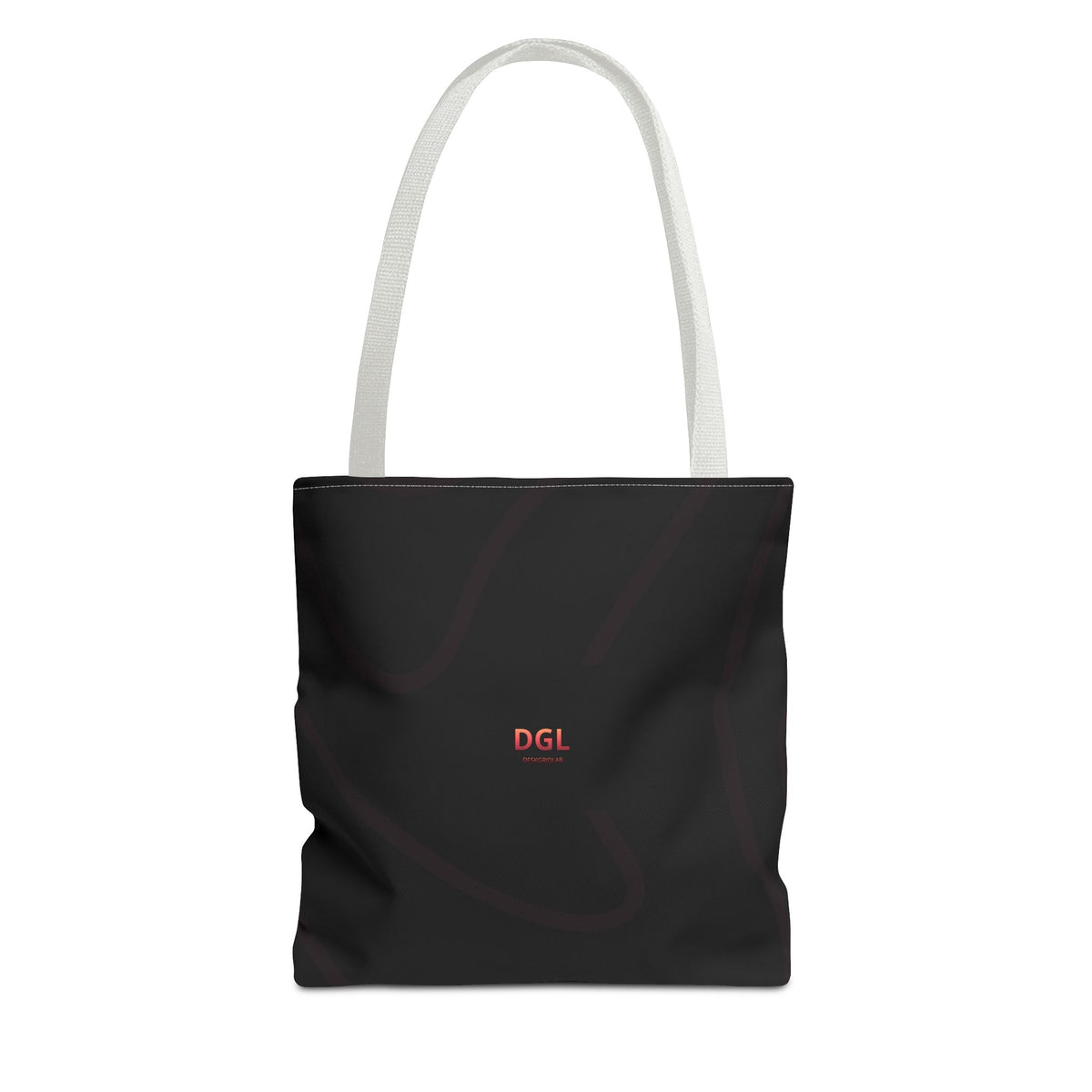 Minimal Black Tote Bag – Subtle 'DGL' Logo All-Over Print