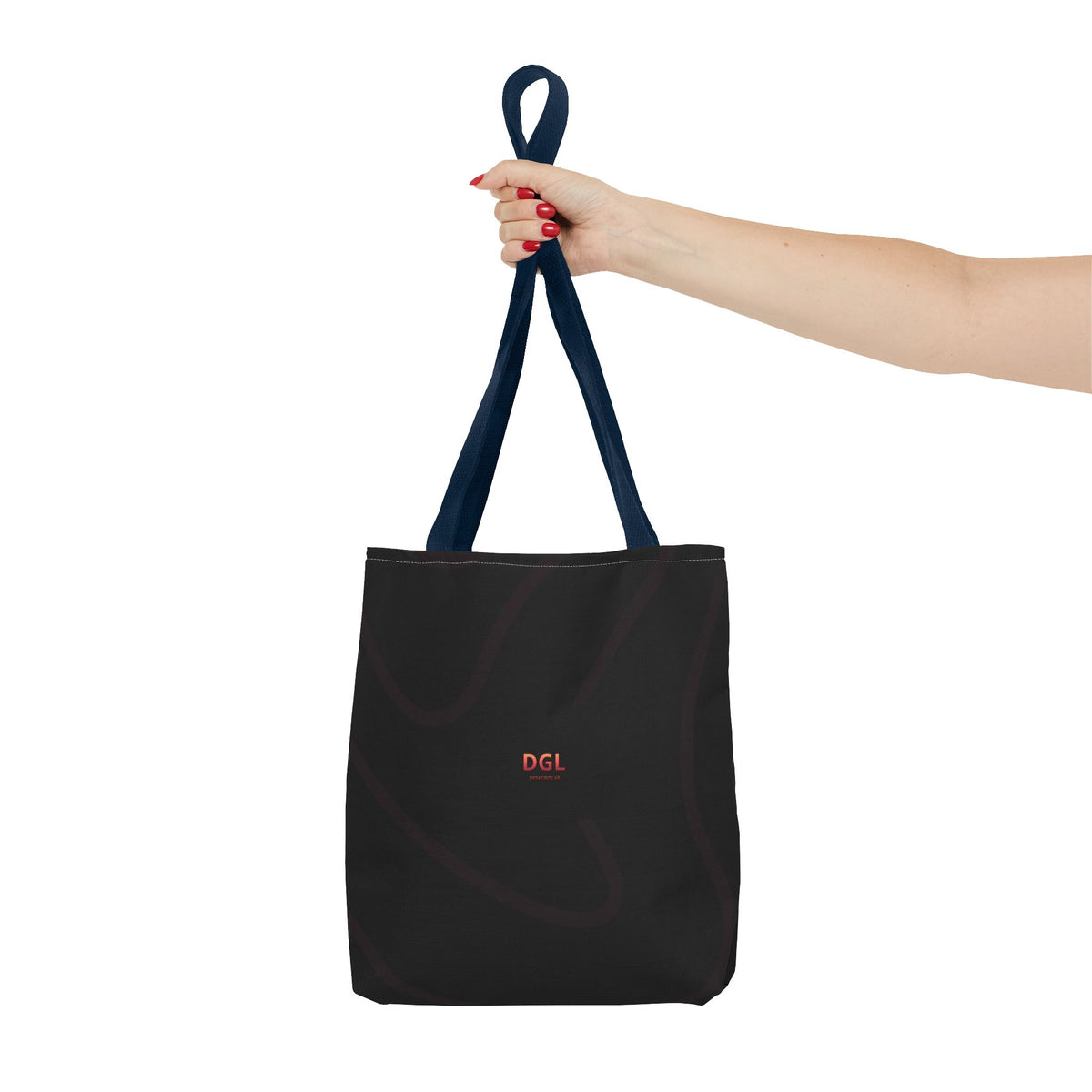 Minimal Black Tote Bag – Subtle 'DGL' Logo All-Over Print