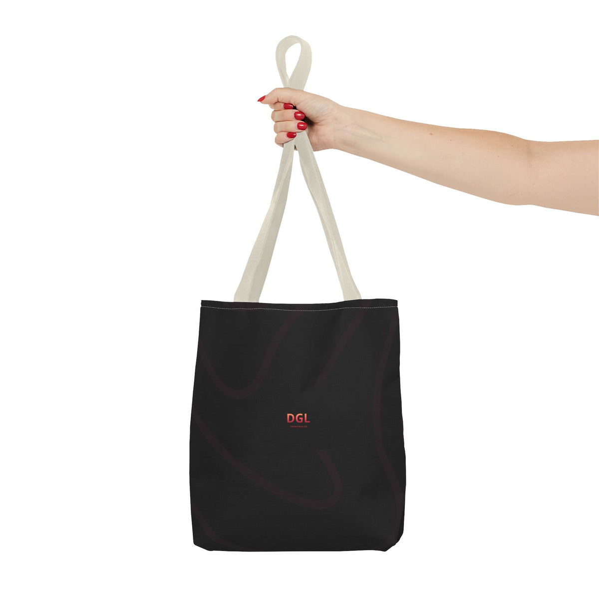 Minimal Black Tote Bag – Subtle 'DGL' Logo All-Over Print