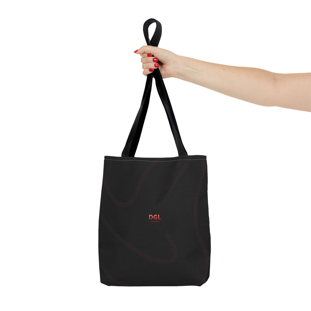 Minimal Black Tote Bag – Subtle 'DGL' Logo All-Over Print