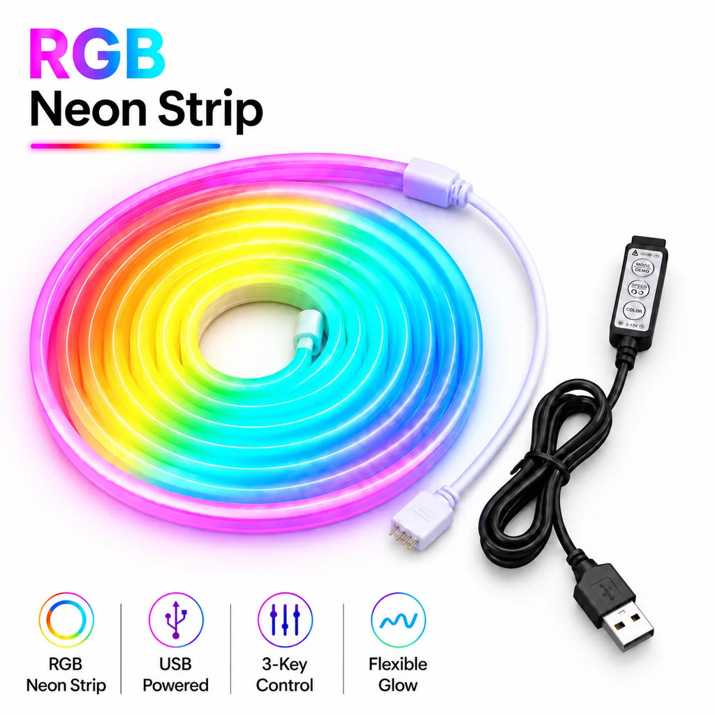 RGB LED Neon Rope Light – Desk Ambient Setup