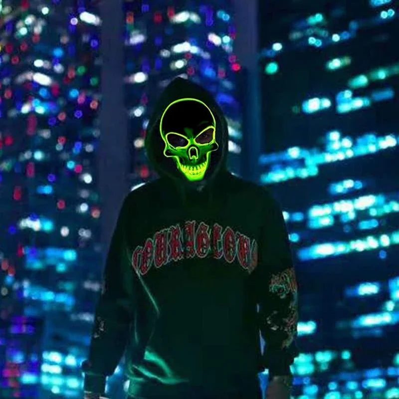 Máscara LED de Calavera para Halloween – Brillo Neón Cosplay