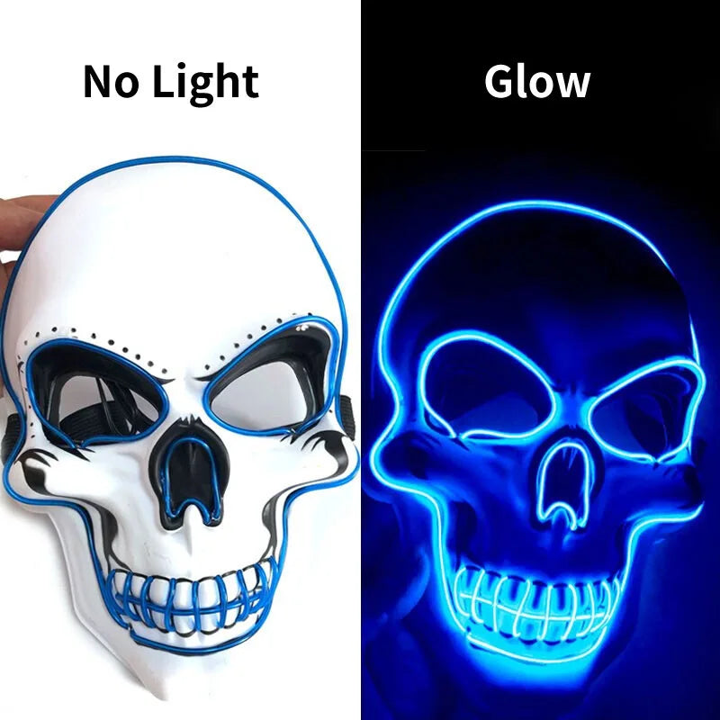 Máscara LED de Calavera para Halloween – Brillo Neón Cosplay