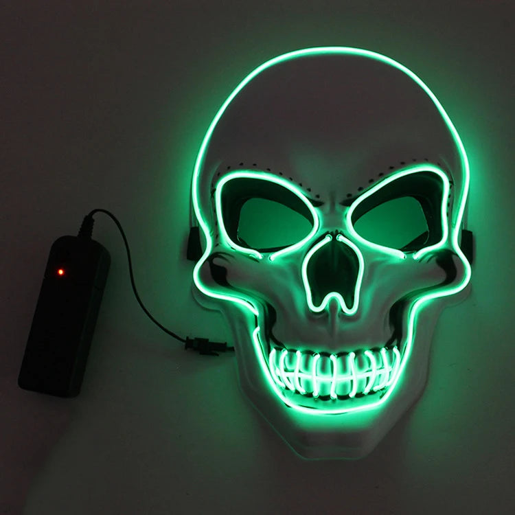 Máscara LED de Calavera para Halloween – Brillo Neón Cosplay