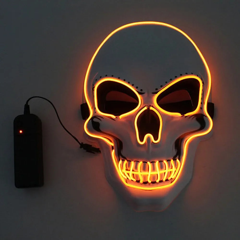Máscara LED de Calavera para Halloween – Brillo Neón Cosplay