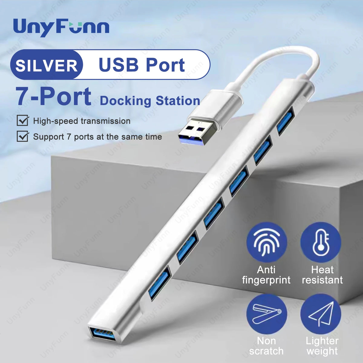 7-Port USB Hub 3.0 – Multi-Port Desk Splitter