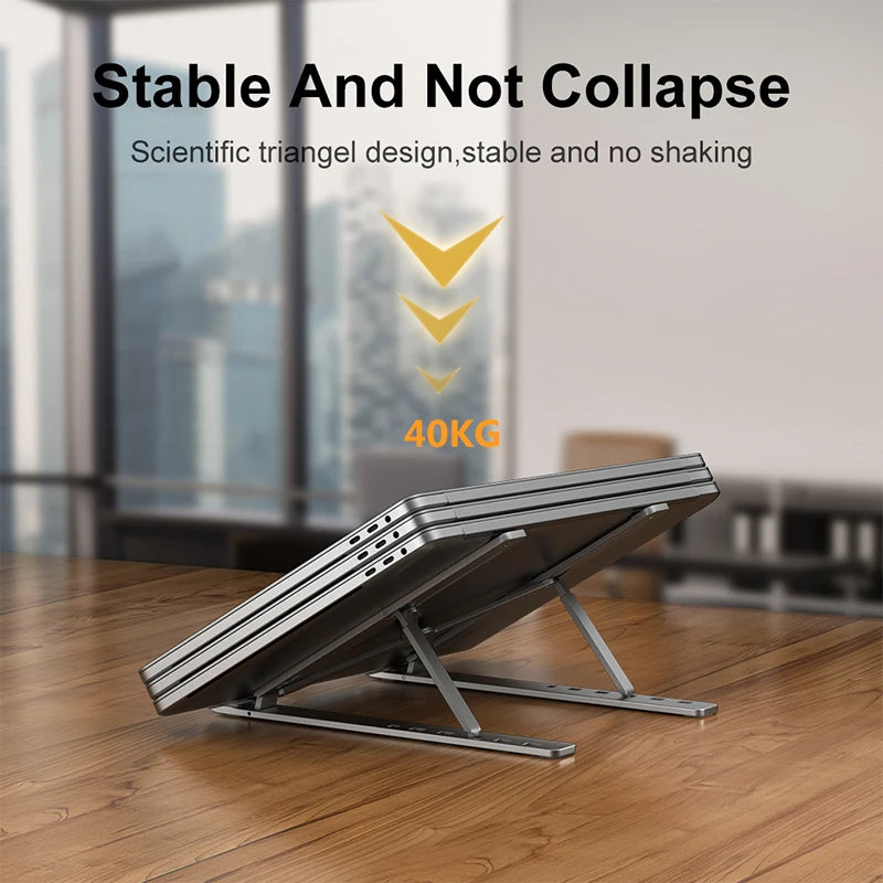 Aluminum Alloy Laptop Stand – Adjustable & Foldable