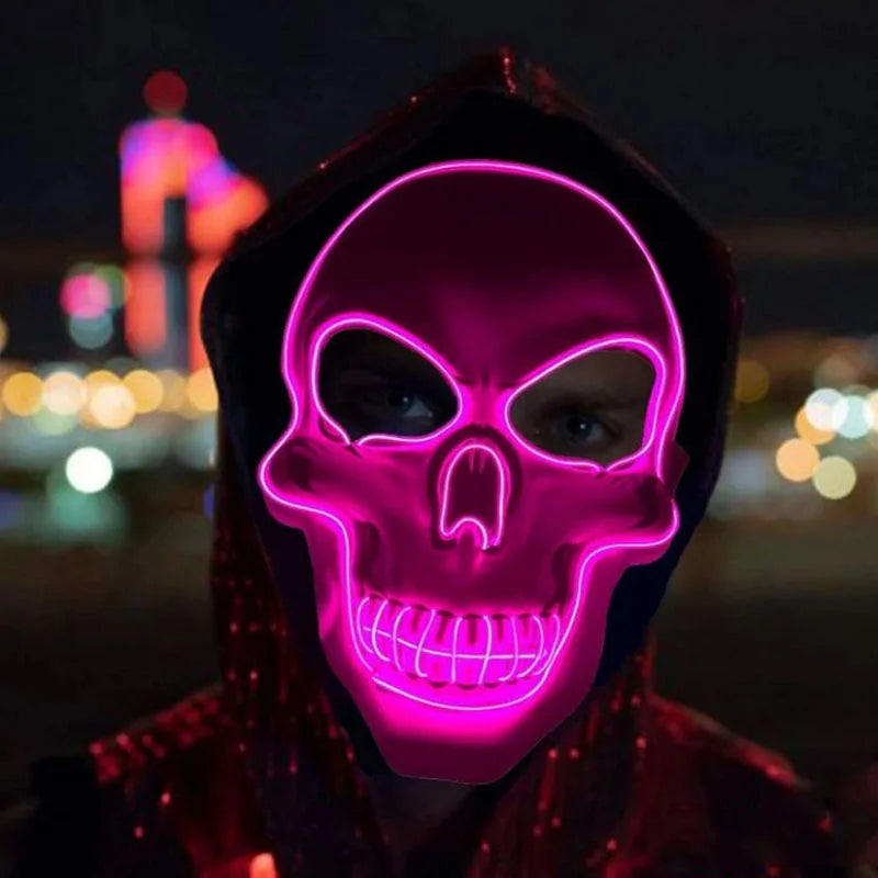Máscara LED de Calavera para Halloween – Brillo Neón Cosplay