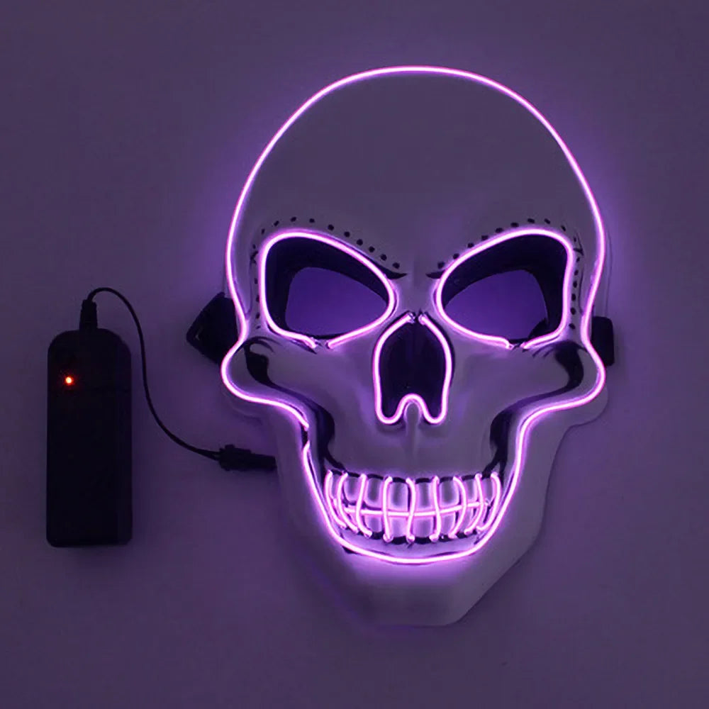 Máscara LED de Calavera para Halloween – Brillo Neón Cosplay