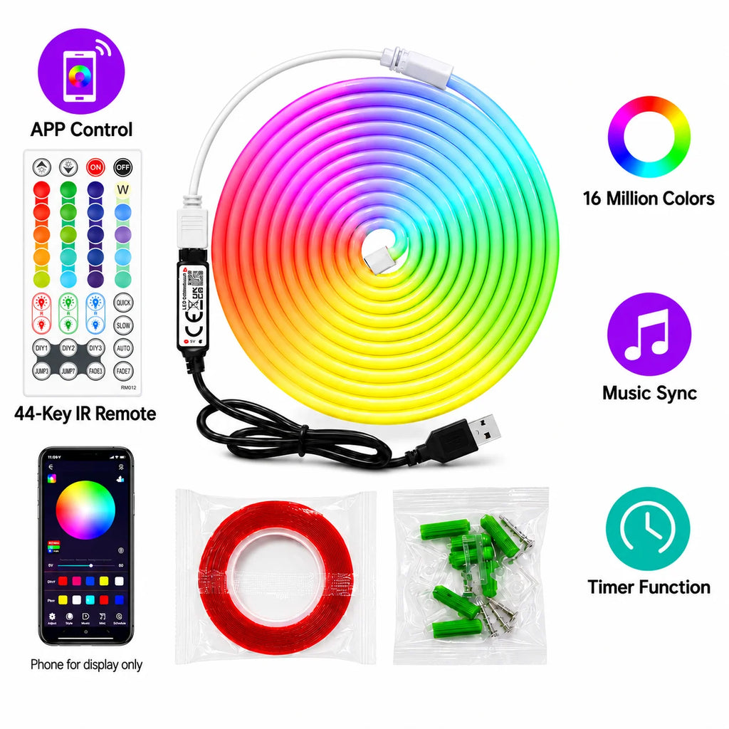 RGB LED Neon Rope Light – Desk Ambient Setup