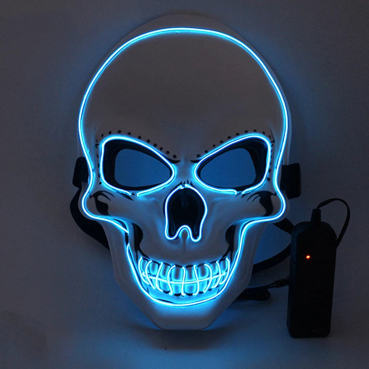Máscara LED de Calavera para Halloween – Brillo Neón Cosplay