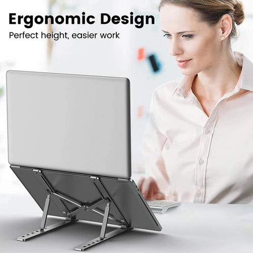 Aluminum Alloy Laptop Stand – Adjustable & Foldable