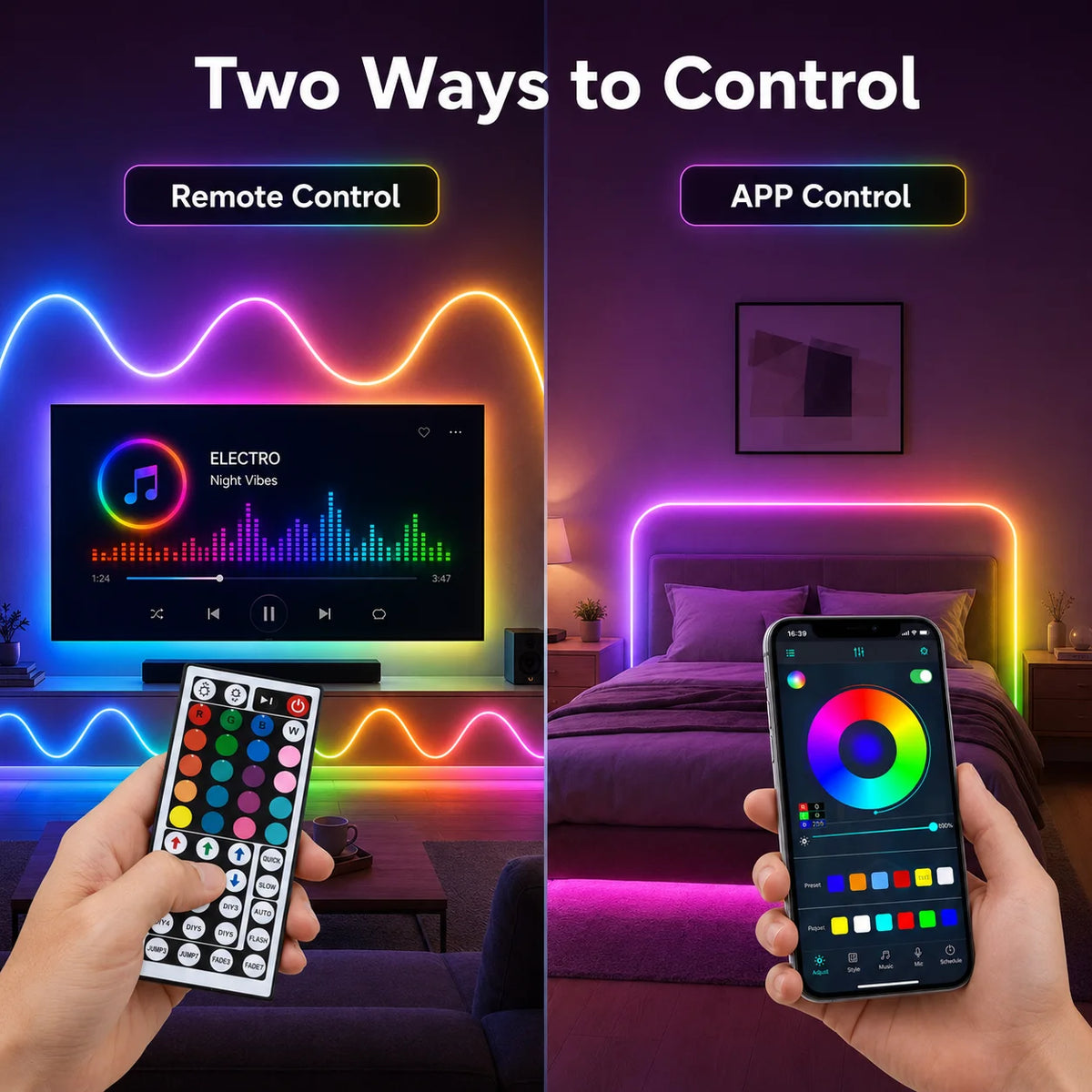 RGB LED Neon Rope Light – Desk Ambient Setup
